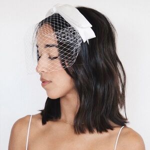 Kristin Ess White Veil Bow Headband - Elegant Women’s Hair Accessory